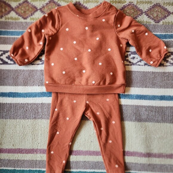 Orange polka dot sweatsuit matching set - Picture 1 of 4
